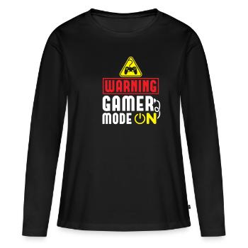 Gamer Fashion ON! Cadeau drôle de joueur - T-shirt manches longues Premium bio Femme - noir - Devant - Julia (174cm)