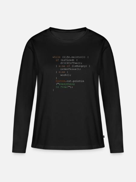 Programmierung, Programmierer und Programmcode - Frauen Premium Bio Langarmshirt - Schwarz
