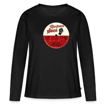 Northern Soul design - Keep The Faith Tee - Mod - T-shirt manches longues Premium bio Femme - noir - Devant - Julia (174cm)