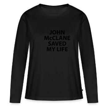 John McClane Saved My Life - T-shirt manches longues Premium bio Femme - noir - Devant - Julia (174cm)