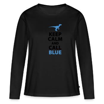 " Keep Calm and Call Blue | " Raptor - Women's Premium Organic Long Sleeve Shirt - black - Front - Julia (174cm)