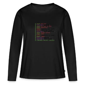 Monday Programmer - T-shirt manches longues Premium bio Femme - noir - Devant - Julia (174cm)