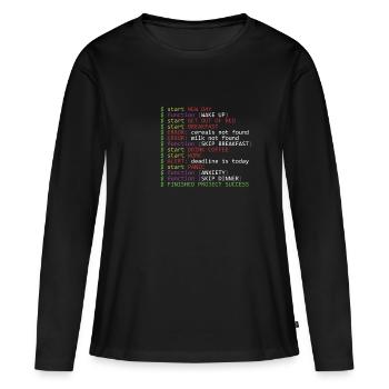 Monday Programmer - T-shirt manches longues Premium bio Femme - noir - Devant - Julia (174cm)