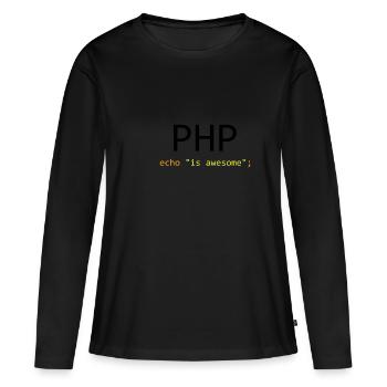 PHP is awesome - T-shirt manches longues Premium bio Femme - noir - Devant - Julia (174cm)