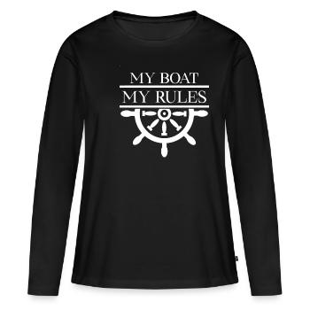 Mon bateau mes règles volant - T-shirt manches longues Premium bio Femme - noir - Devant - Julia (174cm)