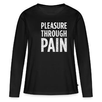 Impression plaisir par la douleur - BDSM Soumis - T-shirt manches longues Premium bio Femme - noir - Devant - Julia (174cm)