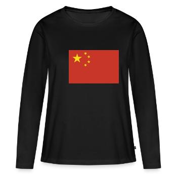Drapeau de la Chine, drapeau de la Chine, drapeau de la Chine, drapeau - T-shirt manches longues Premium bio Femme - noir - Devant - Julia (174cm)