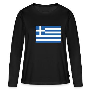 Pavillon grec, drapeau de la Grèce - T-shirt manches longues Premium bio Femme - noir - Devant - Julia (174cm)