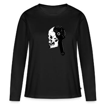 Cadeau de crâne pignon roue vélo - T-shirt manches longues Premium bio Femme - noir - Devant - Julia (174cm)