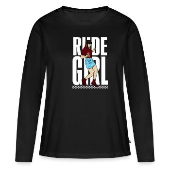Rude Girl imprimer | 1969 | Trojan Skinhead Vêtements - T-shirt manches longues Premium bio Femme - noir - Devant - Julia (174cm)