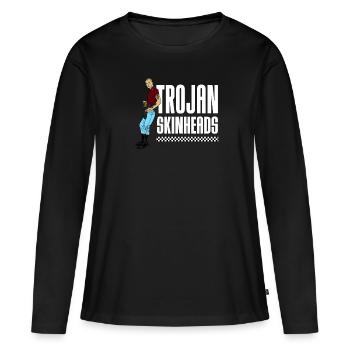 Trojan Skinhead print | Traditional Skinhead - Women's Premium Organic Long Sleeve Shirt - black - Front - Julia (174cm)
