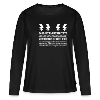 Arbeit Arbeiten Elektriker - Frauen Premium Bio Langarmshirt - Schwarz - Vorne - Julia (174cm)