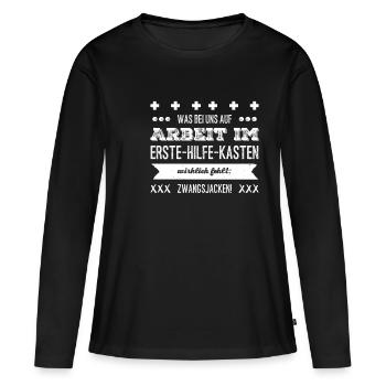 Arbeit Arbeiten Zwangsjacken - Frauen Premium Bio Langarmshirt - Schwarz - Vorne - Julia (174cm)