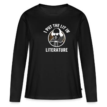Lit en littérature - T-shirt manches longues Premium bio Femme - noir - Devant - Julia (174cm)