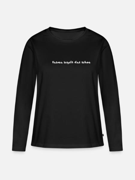 Karma regelt das schon - Frauen Premium Bio Langarmshirt - Schwarz