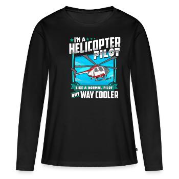 Heli helicopter pilot helicopter gift - Women's Premium Organic Long Sleeve Shirt - black - Front - Julia (174cm)
