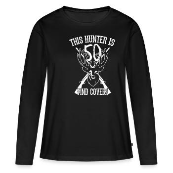 Chasseur 50e anniversaire cadeau chasse chasse - T-shirt manches longues Premium bio Femme - noir - Devant - Julia (174cm)