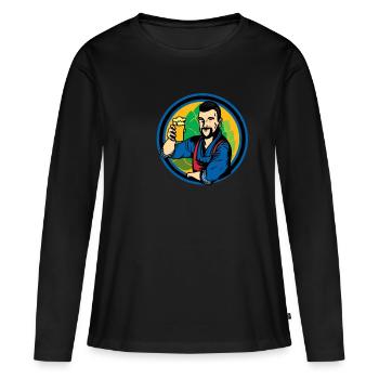 Brasserie Brasserie buveur de bière Cadeau - T-shirt manches longues Premium bio Femme - noir - Devant - Julia (174cm)