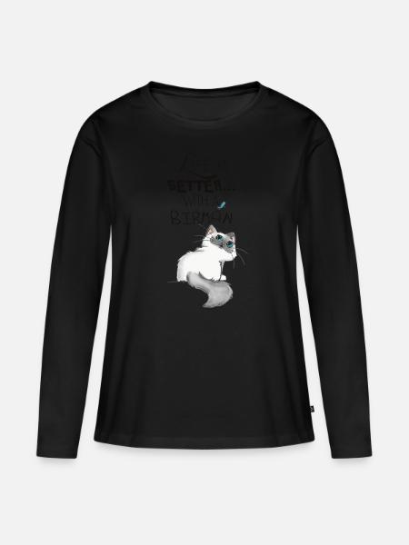Das Leben ist besser mit einem Burmesen - Frauen Premium Bio Langarmshirt - Schwarz