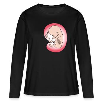 Embryon bébé naissance bébé ventre maman cadeau - T-shirt manches longues Premium bio Femme - noir - Devant - Julia (174cm)