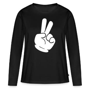 PEACE - T-shirt manches longues Premium bio Femme - noir - Devant - Julia (174cm)