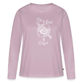 Randonnée cadeau randonneur alpiniste montagne nature - T-shirt manches longues Premium bio Femme - rose poudré - Devant - Julia (174cm)