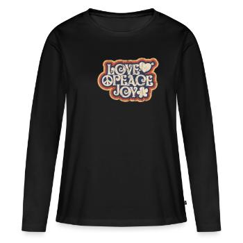amour paix joie 1969 hippie design cadeau - T-shirt manches longues Premium bio Femme - noir - Devant - Julia (174cm)