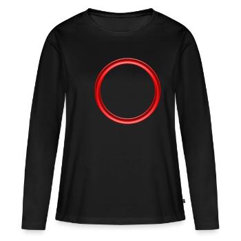 Anneau rouge - T-shirt manches longues Premium bio Femme - noir - Devant - Julia (174cm)