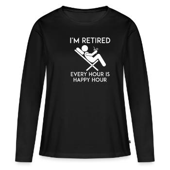 Je suis à la retraite - retraité, retraité, rente, fermeture - T-shirt manches longues Premium bio Femme - noir - Devant - Julia (174cm)