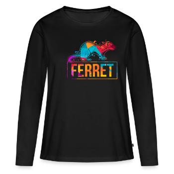 frettchen - Frauen Premium Bio Langarmshirt - Schwarz - Vorne - Julia (174cm)