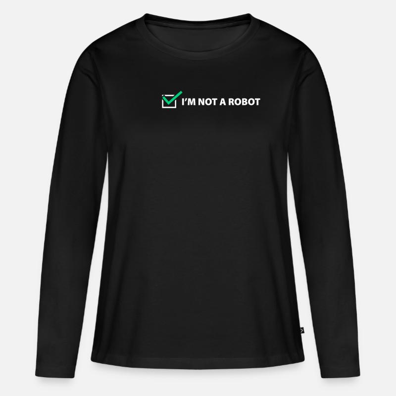 Cadeau d'influenceur de sarcasmes Robot Code Captcha - T-shirt manches longues Premium bio Femme - noir