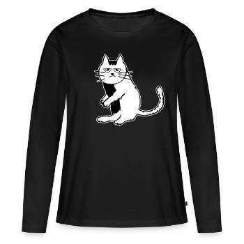 cat tired - Women's Premium Organic Long Sleeve Shirt - black - Front - Julia (174cm)