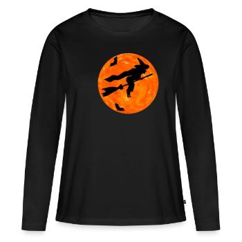 Sorcière HALLOWEEN WITCH CHAUVE-SOURIS - T-shirt manches longues Premium bio Femme - noir - Devant - Julia (174cm)