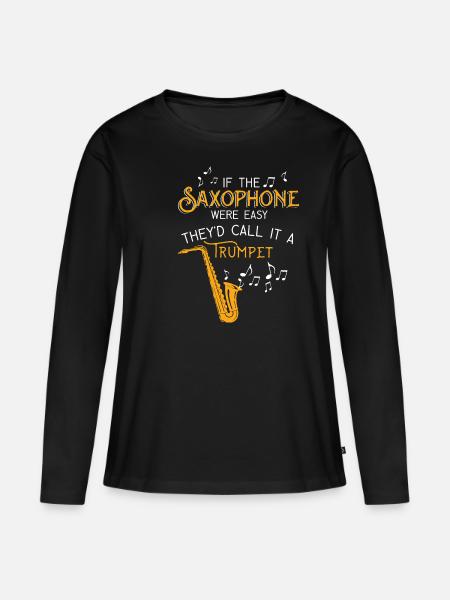 Saxofon Saxophon Musiker Band - Frauen Premium Bio Langarmshirt - Schwarz
