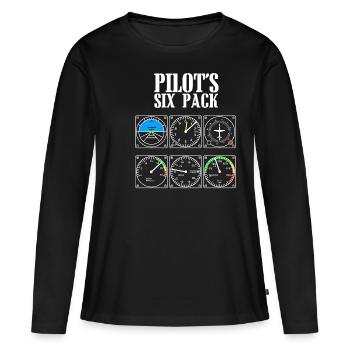 pilot - Frauen Premium Bio Langarmshirt - Schwarz - Vorne - Julia (174cm)