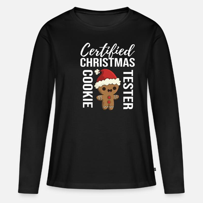 CHRISTMAS COOKIE TESTER GIFT IDEA - Frauen Premium Bio Langarmshirt - Schwarz