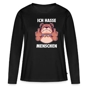 Ich hasse Menschen - Frauen Premium Bio Langarmshirt - Schwarz - Vorne - Julia (174cm)