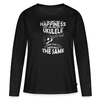 Ukulele joie - T-shirt manches longues Premium bio Femme - noir - Devant - Julia (174cm)