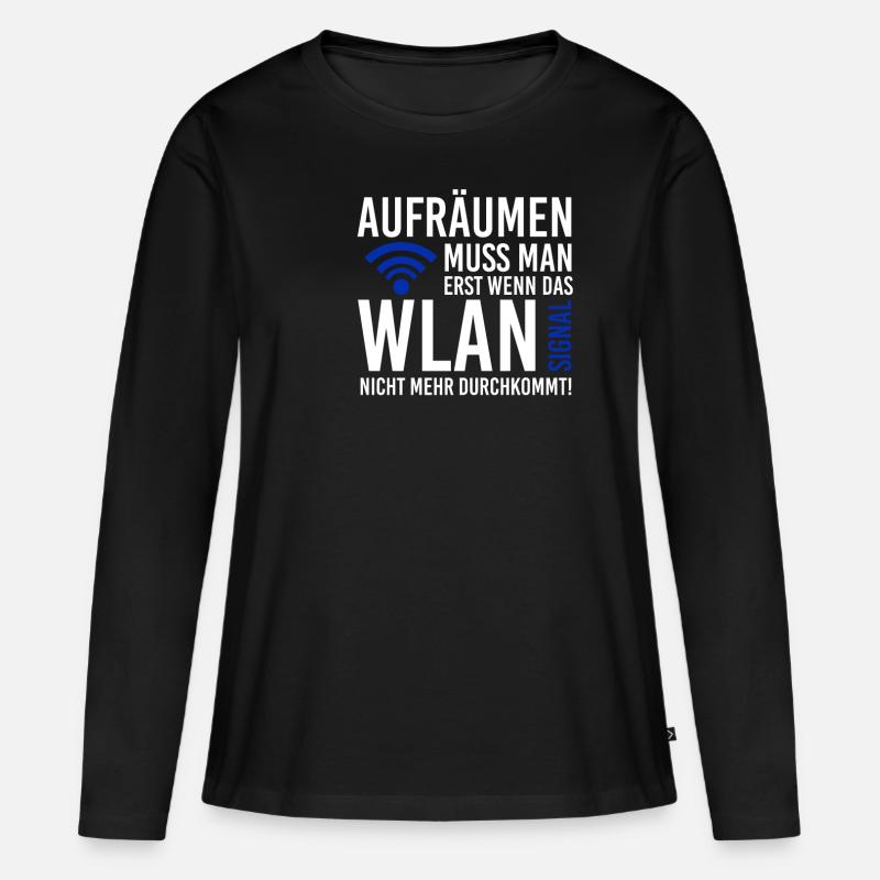 Lustig - Frauen Premium Bio Langarmshirt - Schwarz