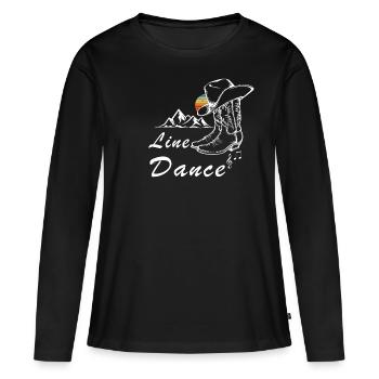 Line dance vintage boots retro cowboy girls - Women's Premium Organic Long Sleeve Shirt - black - Front - Julia (174cm)