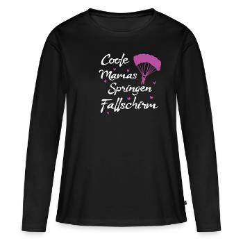 Fallschirm Mama Skydive Mutti Skydiver Spruch - Frauen Premium Bio Langarmshirt - Schwarz - Vorne - Julia (174cm)