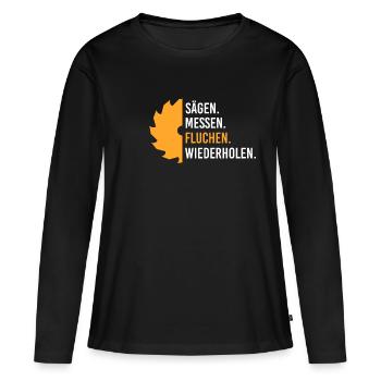 Holz - Frauen Premium Bio Langarmshirt - Schwarz - Vorne - Julia (174cm)