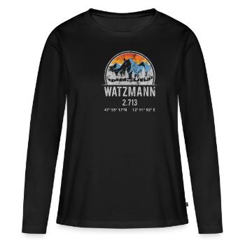 Watzmann 2713 Massif de Watzmann Bavière Berchtesgaden - T-shirt manches longues Premium bio Femme - noir - Devant - Julia (174cm)