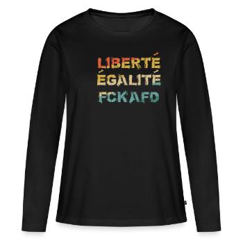 Liberté, Égalité, FCK AFD - Vintage Anti Racism - T-shirt manches longues Premium bio Femme - noir - Devant - Julia (174cm)