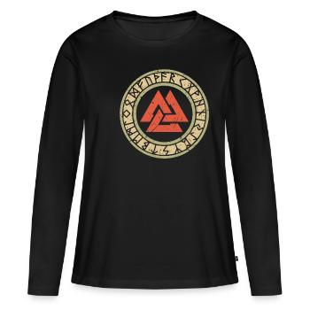 Germanen Heiden Wotansknoten Germanen Wikinger - Frauen Premium Bio Langarmshirt - Schwarz - Vorne - Julia (174cm)