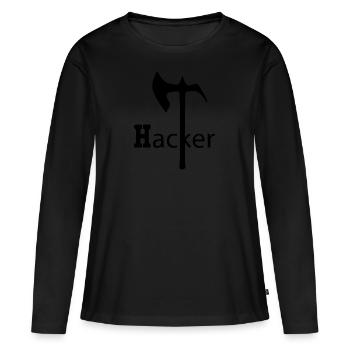 hacker Tshirt Geschenk für Nerds und Computerfreak - Frauen Premium Bio Langarmshirt - Schwarz - Vorne - Julia (174cm)
