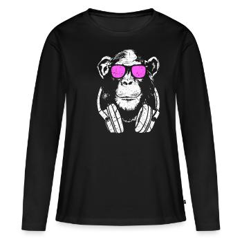 Monkey DJ - T-shirt manches longues Premium bio Femme - noir - Devant - Julia (174cm)