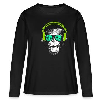 Monkey DJ - T-shirt manches longues Premium bio Femme - noir - Devant - Julia (174cm)