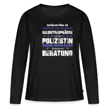 Polizistin - Frauen Premium Bio Langarmshirt - Schwarz - Vorne - Julia (174cm)