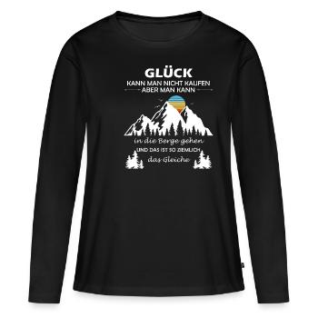 Glück kann man nicht kaufen aber man kann in die B - Frauen Premium Bio Langarmshirt - Schwarz - Vorne - Julia (174cm)